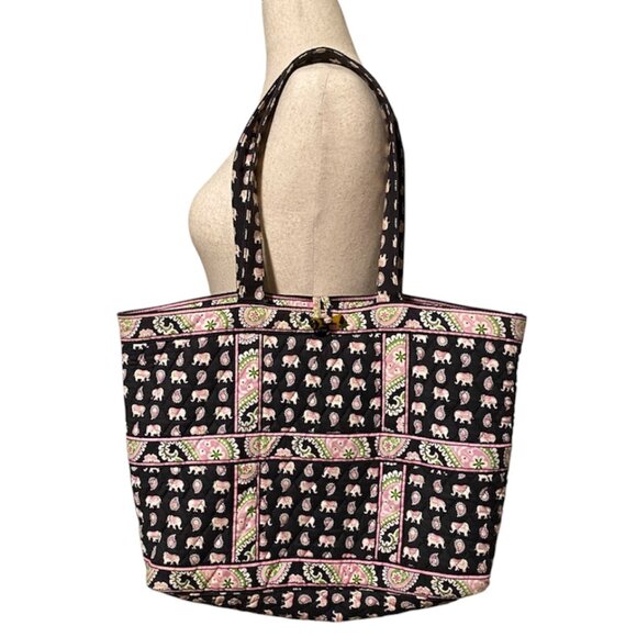 Vera Bradley Pink Elephant Print Breast Cancer Awareness Large Tote - Picture 1 of 13